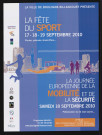 La fête du sport, 17-18-19 septembre 2010 ; La Journée européenne de la mobilité et de la sécurité samedi 18 septembre 2010,