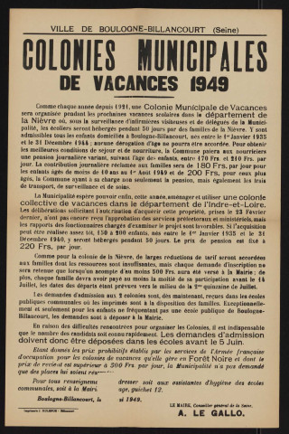 Colonies municipales de vacances 1949,