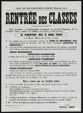 Rentrée des classes ,