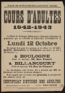 Cours d'adultes, 1942-1943 é,