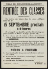 Rentrée des classes [le] 15 septembre,