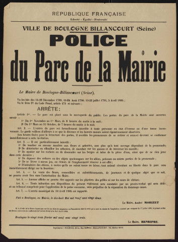 Police du Parc de la Mairie,