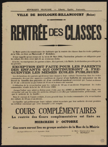 Rentrée des classes ,