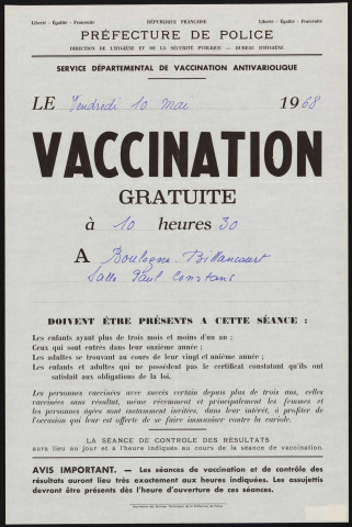 Vaccination gratuite,