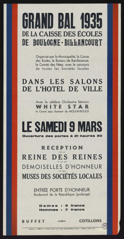 Grand bal 1935 de la caisse des écoles de Boulogne-Billancourt,